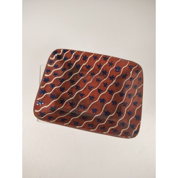 Turtlecreek Potters Redware Trinket Dish Stamped Stars Primitive Americana - Picture 1 of 4